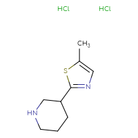 Chemical structure of 3-(5-methyl-1,3-thiazol-2-yl)piperidine dihydrochloride - CSSB06744499923