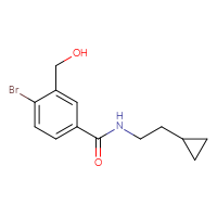 Chemical structure of 4-bromo-N-(2-cyclopropylethyl)-3-(hydroxymethyl)benzamide - CSSB06462817185