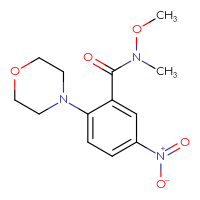 Chemical structure of N-methoxy-N-methyl-2-(morpholin-4-yl)-5-nitrobenzamide - CSSB00104299494