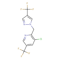 Chemical structure of 3-chloro-5-(trifluoromethyl)-2-{[4-(trifluoromethyl)-1H-pyrazol-1-yl]methyl}pyridine - CSSB21332126301