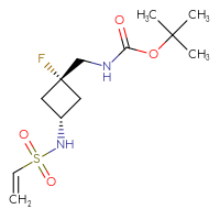 Chemical structure of tert-butyl N-{[(1s,3s)-3-ethenesulfonamido-1-fluorocyclobutyl]methyl}carbamate - CSMB00154436802