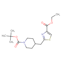 Chemical structure of tert-butyl 4-{[4-(ethoxycarbonyl)-1,3-thiazol-2-yl]methyl}piperidine-1-carboxylate - CSSB00316558302