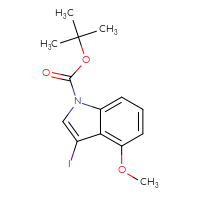 Chemical structure of tert-butyl 3-iodo-4-methoxy-1H-indole-1-carboxylate - CSSB00010981294