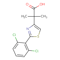 Chemical structure of 2-[2-(2,6-dichlorophenyl)-1,3-thiazol-4-yl]-2-methylpropanoic acid - CSSB00000729776
