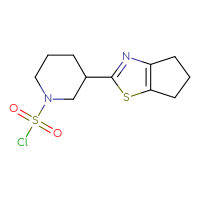 Chemical structure of 3-{4H,5H,6H-cyclopenta[d][1,3]thiazol-2-yl}piperidine-1-sulfonyl chloride - CSSB06651698577