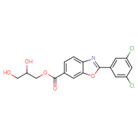 Chemical structure of 2,3-dihydroxypropyl 2-(3,5-dichlorophenyl)-1,3-benzoxazole-6-carboxylate - CSSB16683320290