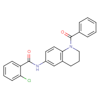Chemical structure of N-(1-benzoyl-1,2,3,4-tetrahydroquinolin-6-yl)-2-chlorobenzamide - CSSB03437096819