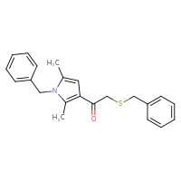 Chemical structure of 1-(1-benzyl-2,5-dimethyl-1H-pyrrol-3-yl)-2-(benzylsulfanyl)ethan-1-one - CSSB21246396091