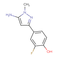 Chemical structure of 4-(5-amino-1-methyl-1H-pyrazol-3-yl)-2-fluorophenol - CSSB00021505254
