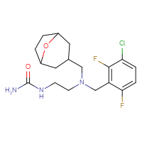 Chemical structure of (2-{[(3-chloro-2,6-difluorophenyl)methyl]({8-oxabicyclo[3.2.1]octan-3-yl}methyl)amino}ethyl)urea - CSSS20521992369
