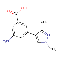 Chemical structure of 3-amino-5-(1,3-dimethyl-1H-pyrazol-4-yl)benzoic acid - CSSB06593731505