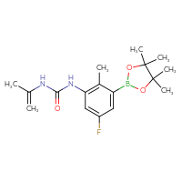 Chemical structure of 1-[5-fluoro-2-methyl-3-(4,4,5,5-tetramethyl-1,3,2-dioxaborolan-2-yl)phenyl]-3-(prop-1-en-2-yl)urea - CSSB21245995410