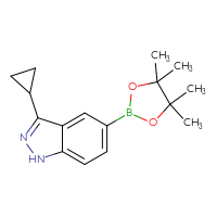 Chemical structure of 3-cyclopropyl-5-(4,4,5,5-tetramethyl-1,3,2-dioxaborolan-2-yl)-1H-indazole - CSSB00010996874