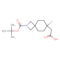 Chemical structure of 2-{2-[(tert-butoxy)carbonyl]-7-fluoro-2-azaspiro[3.5]nonan-7-yl}acetic acid - CSSB20928404558