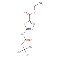Chemical structure of ethyl 5-{[(tert-butoxy)carbonyl]amino}-1,3,4-thiadiazole-2-carboxylate - CSSB06727847339