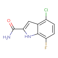 Chemical structure of 4-chloro-7-fluoro-1H-indole-2-carboxamide - CSSB06898475273