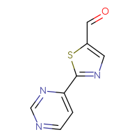 Chemical structure of 2-(pyrimidin-4-yl)-1,3-thiazole-5-carbaldehyde - CSSB00000693598