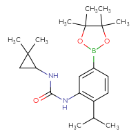 Chemical structure of 3-(2,2-dimethylcyclopropyl)-1-[2-(propan-2-yl)-5-(4,4,5,5-tetramethyl-1,3,2-dioxaborolan-2-yl)phenyl]urea - CSSB21332062856