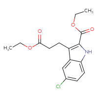 Chemical structure of ethyl 5-chloro-3-(3-ethoxy-3-oxopropyl)-1H-indole-2-carboxylate - CSSB00160569009