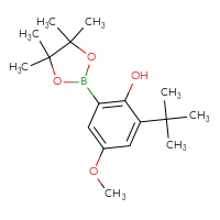 Chemical structure of 2-tert-butyl-4-methoxy-6-(4,4,5,5-tetramethyl-1,3,2-dioxaborolan-2-yl)phenol - CSSB03560028183