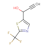 Chemical structure of 1-[2-(trifluoromethyl)-1,3-thiazol-5-yl]prop-2-yn-1-ol - CSSB02127562306