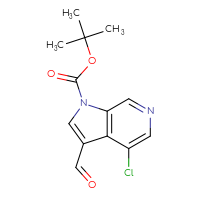 Chemical structure of tert-butyl 4-chloro-3-formyl-1H-pyrrolo[2,3-c]pyridine-1-carboxylate - CSSB21332146238