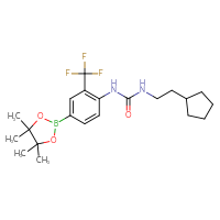 Chemical structure of 3-(2-cyclopentylethyl)-1-[4-(4,4,5,5-tetramethyl-1,3,2-dioxaborolan-2-yl)-2-(trifluoromethyl)phenyl]urea - CSSB21332058071