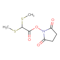 Chemical structure of 2,5-dioxopyrrolidin-1-yl 2,2-bis(methylsulfanyl)acetate - CSSB17484214051