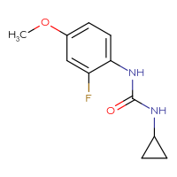 Chemical structure of 3-cyclopropyl-1-(2-fluoro-4-methoxyphenyl)urea - CSSB01993190086