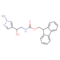 Chemical structure of (9H-fluoren-9-yl)methyl N-[2-hydroxy-2-(1-methyl-1H-pyrazol-4-yl)ethyl]carbamate - CSSB06448136156