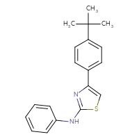 Chemical structure of 4-(4-tert-butylphenyl)-N-phenyl-1,3-thiazol-2-amine - CSSB00025738569