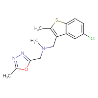 Chemical structure of [(5-chloro-2-methyl-1-benzothiophen-3-yl)methyl](methyl)[(5-methyl-1,3,4-oxadiazol-2-yl)methyl]amine - CSSS06948954033
