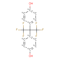 Chemical structure of 4-{1,1,1,3,3,3-hexafluoro-2-[4-hydroxy(1,2,3,4,5,6-¹³C₆)phenyl]propan-2-yl}(1,2,3,4,5,6-¹³C₆)phenol - CSSB02515434852