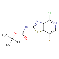 Chemical structure of tert-butyl N-{4-chloro-7-fluoro-[1,3]thiazolo[4,5-c]pyridin-2-yl}carbamate - CSSB14873768638