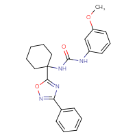 Chemical structure of 3-(3-methoxyphenyl)-1-[1-(3-phenyl-1,2,4-oxadiazol-5-yl)cyclohexyl]urea - CSSB00025687964
