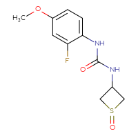 Chemical structure of 1-(2-fluoro-4-methoxyphenyl)-3-(1-oxo-1λ⁴-thietan-3-yl)urea - CSSB09713480790