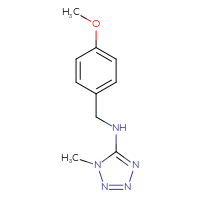 Chemical structure of N-[(4-methoxyphenyl)methyl]-1-methyl-1H-1,2,3,4-tetrazol-5-amine - CSSB00000273881