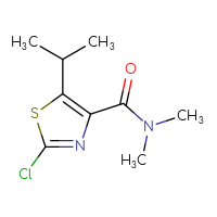 Chemical structure of 2-chloro-N,N-dimethyl-5-(propan-2-yl)-1,3-thiazole-4-carboxamide - CSSB00717513184