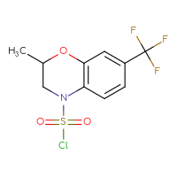 Chemical structure of 2-methyl-7-(trifluoromethyl)-3,4-dihydro-2H-1,4-benzoxazine-4-sulfonyl chloride - CSSB21224764042