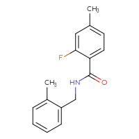 Chemical structure of 2-fluoro-4-methyl-N-[(2-methylphenyl)methyl]benzamide - CSSB00003843481