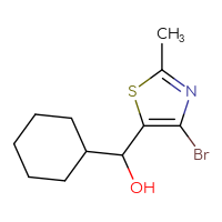 Chemical structure of (4-bromo-2-methyl-1,3-thiazol-5-yl)(cyclohexyl)methanol - CSSB20636254908