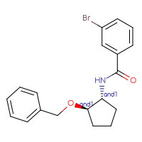 Chemical structure of rac-N-[(1R,2R)-2-(benzyloxy)cyclopentyl]-3-bromobenzamide - CSSB21432462967