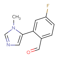 Chemical structure of 4-fluoro-2-(1-methyl-1H-imidazol-5-yl)benzaldehyde - CSSB00022584377