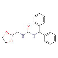 Chemical structure of 3-[(1,3-dioxolan-2-yl)methyl]-1-(diphenylmethyl)urea - CSSB02277806655