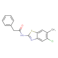 Chemical structure of N-(5-chloro-6-methyl-1,3-benzothiazol-2-yl)-2-phenylacetamide - CSSB00015190688