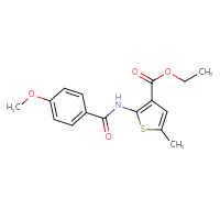 Chemical structure of ethyl 2-(4-methoxybenzamido)-5-methylthiophene-3-carboxylate - CSSB00027890437