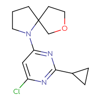 Chemical structure of 1-(6-chloro-2-cyclopropylpyrimidin-4-yl)-7-oxa-1-azaspiro[4.4]nonane - CSSS00033939524