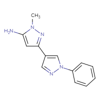 Chemical structure of 1-methyl-1'-phenyl-1H,1'H-[3,4'-bipyrazol]-5-amine - CSSB00103045559
