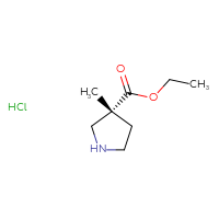 Chemical structure of ethyl (3R)-3-methylpyrrolidine-3-carboxylate hydrochloride - CSSB20621673162