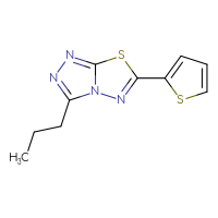 Chemical structure of 3-propyl-6-(thiophen-2-yl)-[1,2,4]triazolo[3,4-b][1,3,4]thiadiazole - CSSB00050904137